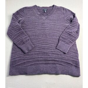 Anybody Plum Chenille V Neck Sweater Medium New (c2)